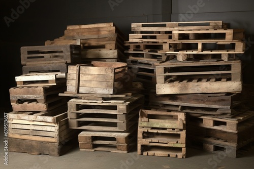 a collection of wooden pallets. Generative AI