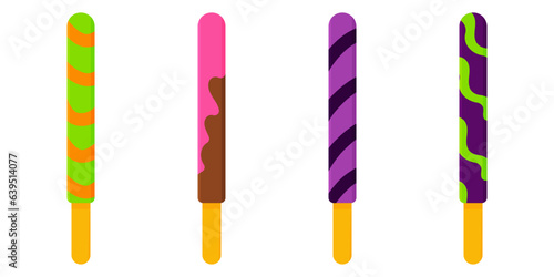 chocolate sticks sweetness halloween color art set