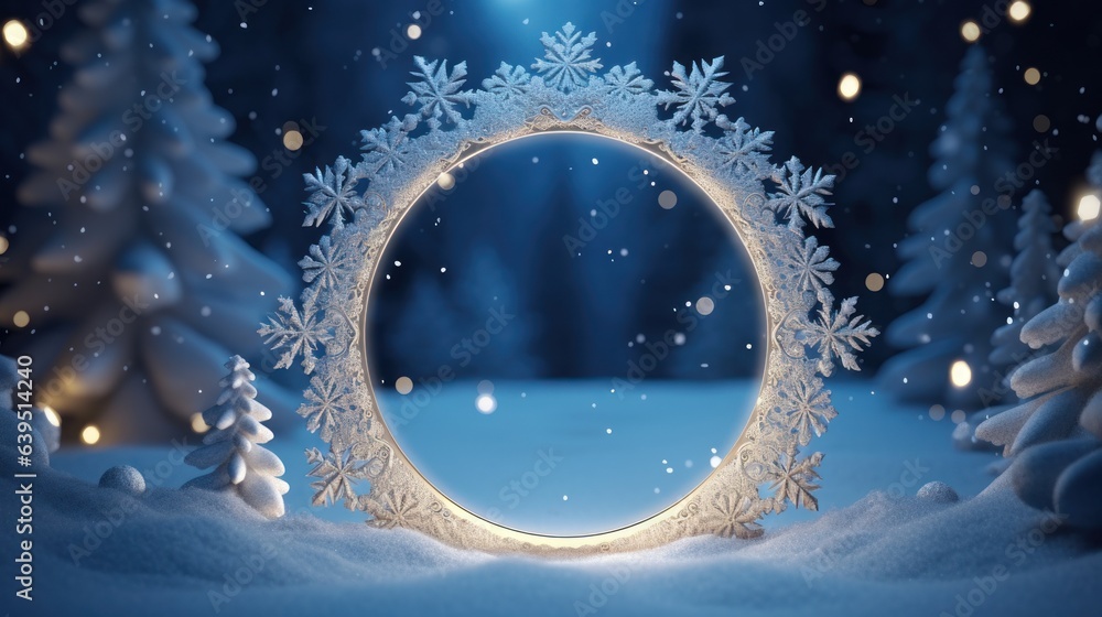 3D circle to celebrate beautiful merry christmas and happy new year frame background. - obrazy, fototapety, plakaty 