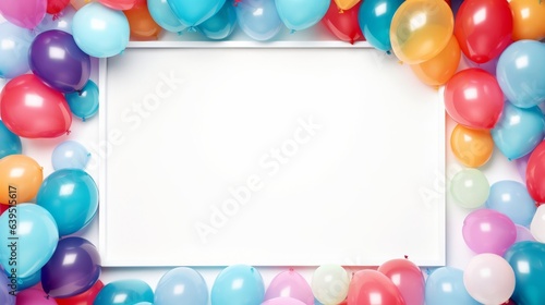 frame with colorful balloons, copy space, text space, 