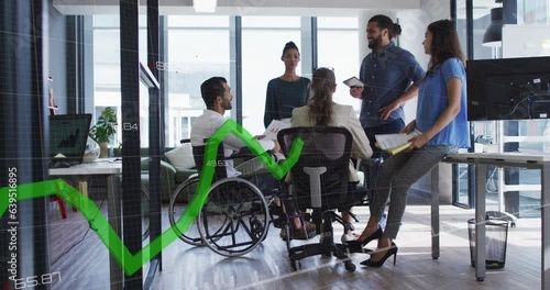 Wallpaper Mural Animation of graphs, changing numbers, diverse disable manager discussing reports with coworkers Torontodigital.ca