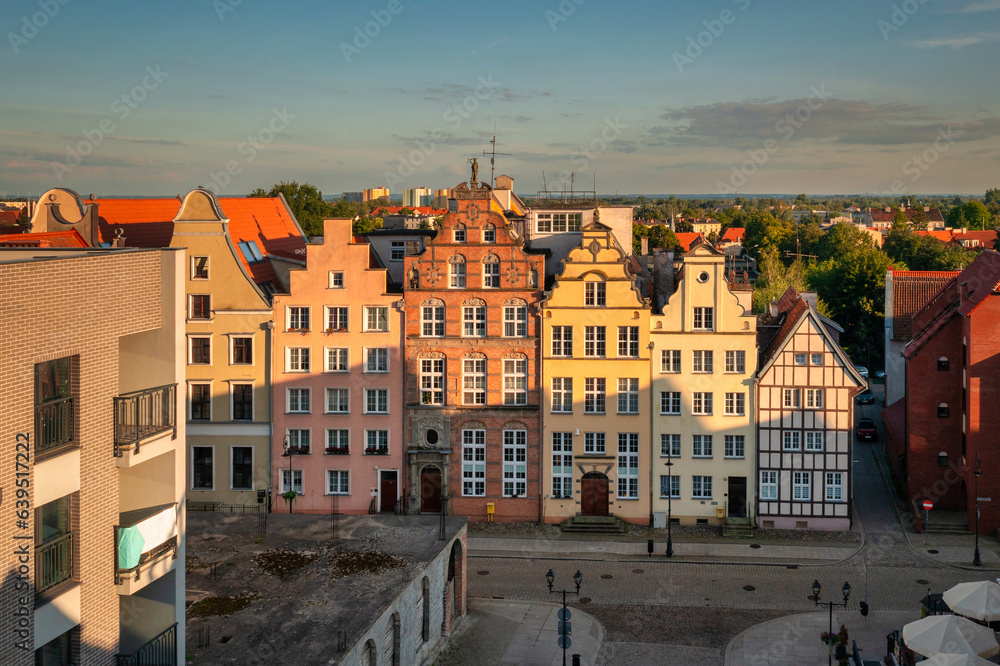 Summer scenery of Elblag city in the light of the setting sun. Poland