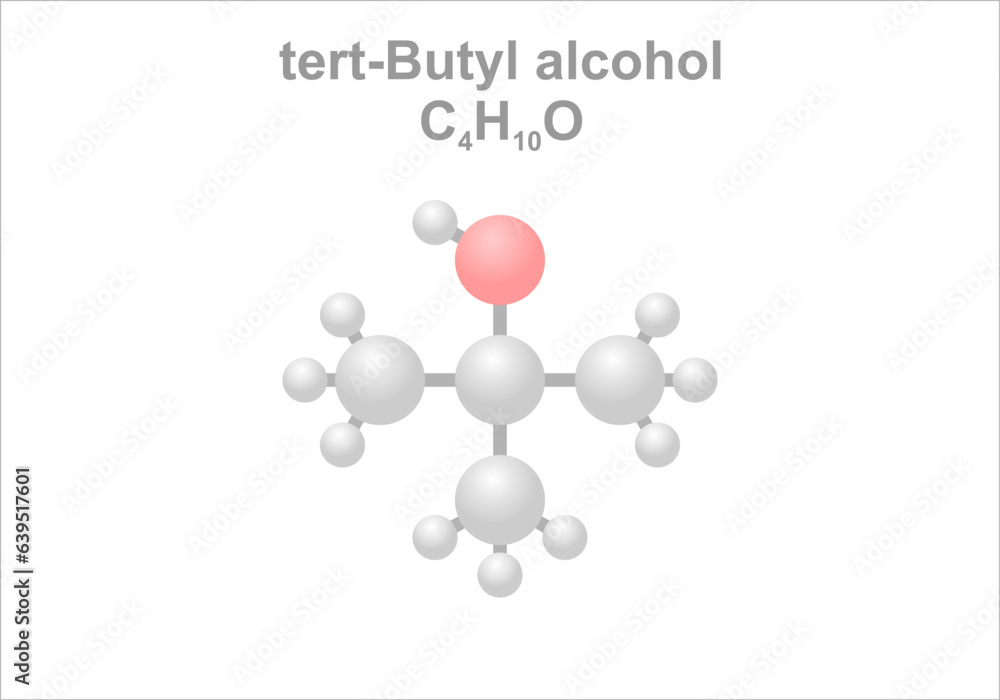 TertButyl alcohol. Simplified scheme of the molecule. Occurs naturally