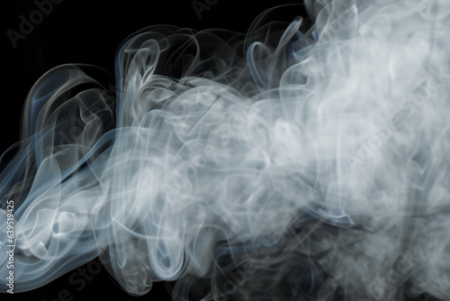 Beautiful white smoke with natural pattern on black background with charming pattern