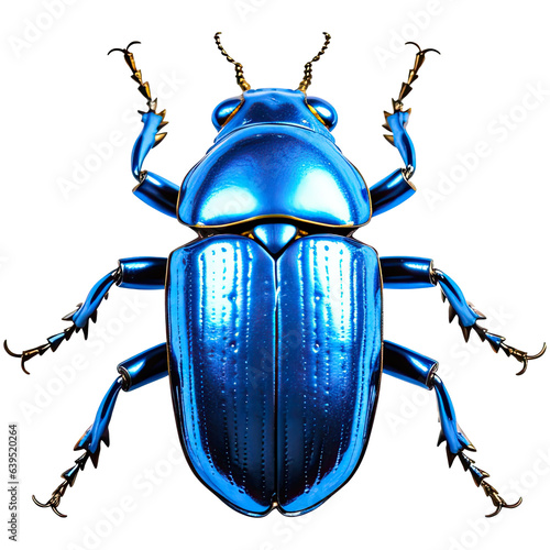 Shiny blue beetle isolated on transparent background