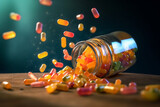 Vitamin Pills spilling from Bottle