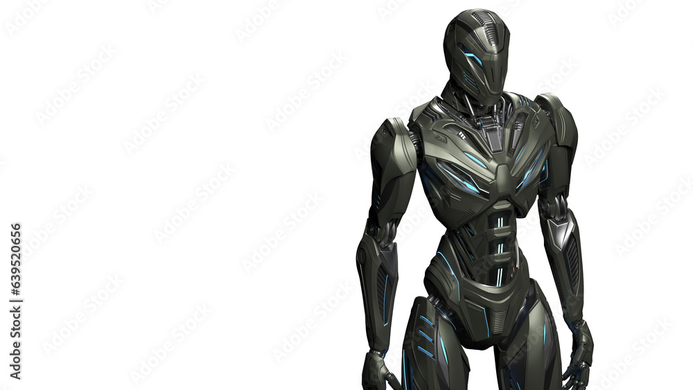 3d rendering of detailed futuristic robot or alien humanoid cyborg. Upper body isolated on transparent background with empty space for text 3d rendering of detailed futuristic robot or alien humanoid cyborg. Upper body isolated on transparent background with empty space for text