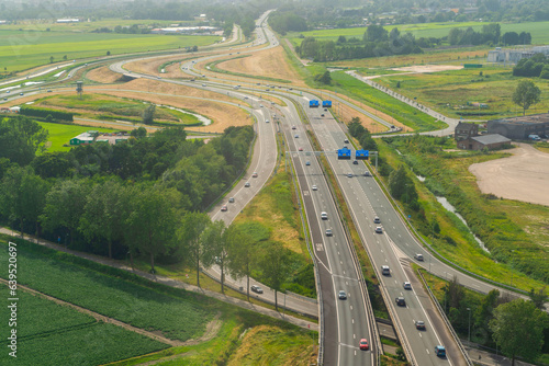 Aerial view of highway, Halfweg, Netherlands