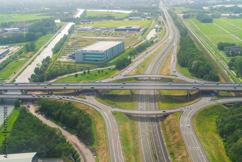 Aerial view of highway, Halfweg, Netherlands