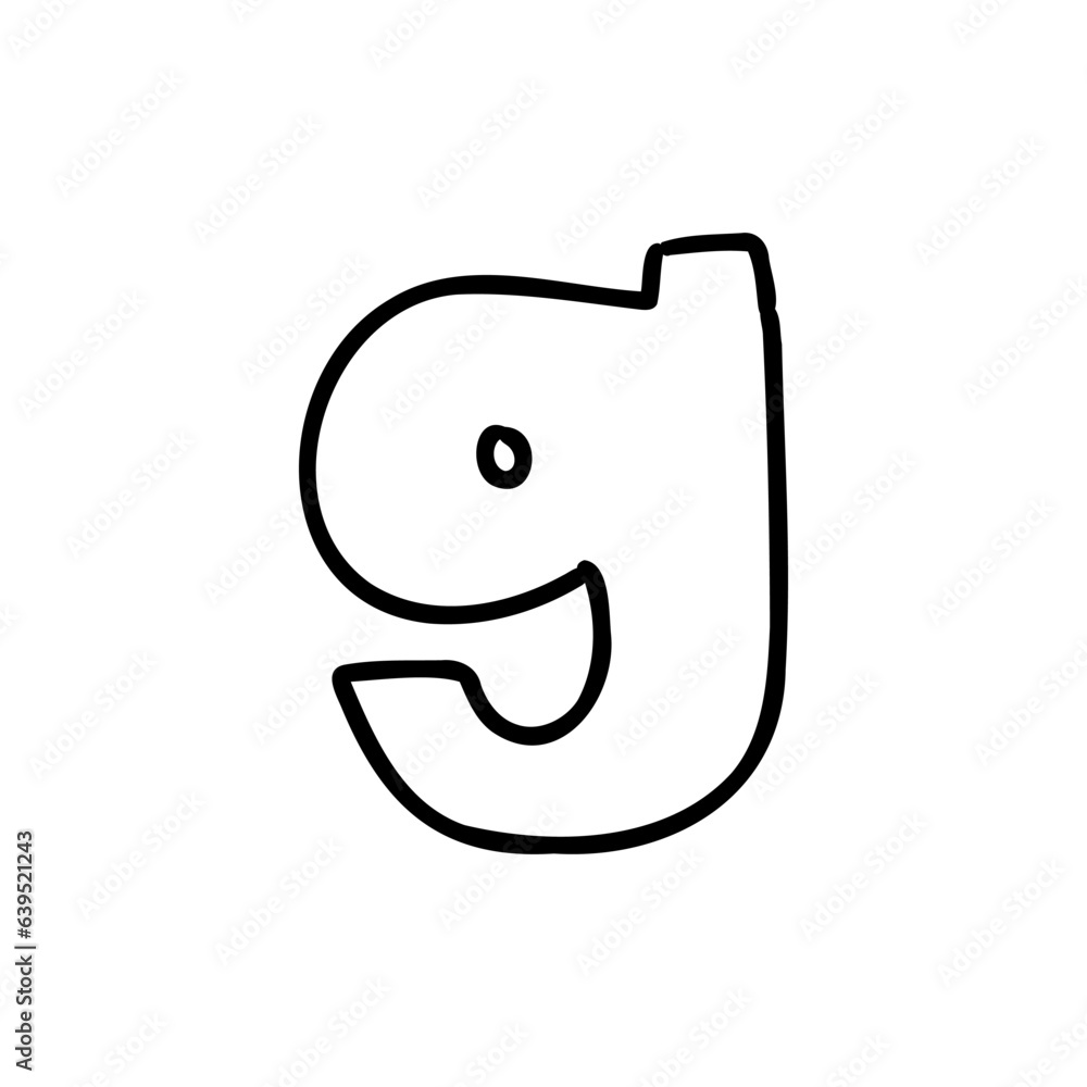 Cartoon g black letter of latin english outline in outline childlike style isolated on white background. For typography, font, alphabet, lettering, logo, presentation, signboard, education, branding. Cartoon g black letter of latin english outline in outline childlike style isolated on white background. For typography, font, alphabet, lettering, logo, presentation, signboard, education, branding.