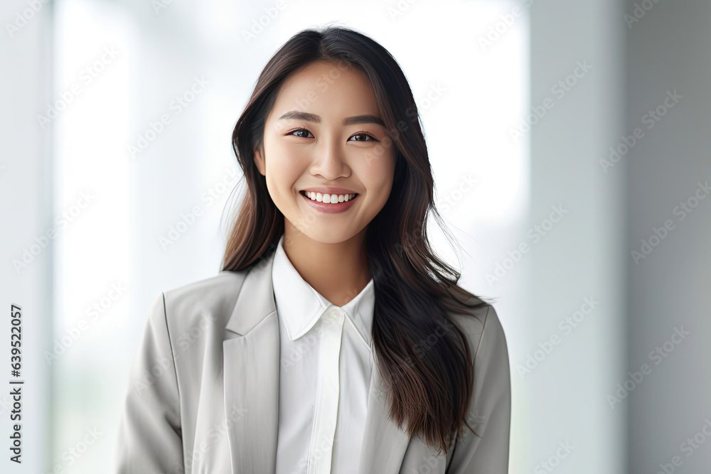 Asian young woman, professional entrepreneur standing in office clothing, smiling and looking confident on white background. Generative Ai Asian young woman, professional entrepreneur standing in office clothing, smiling and looking confident on white background. Generative Ai