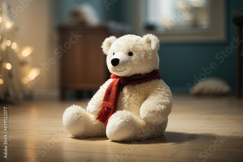 plush toy polar bear with scarf