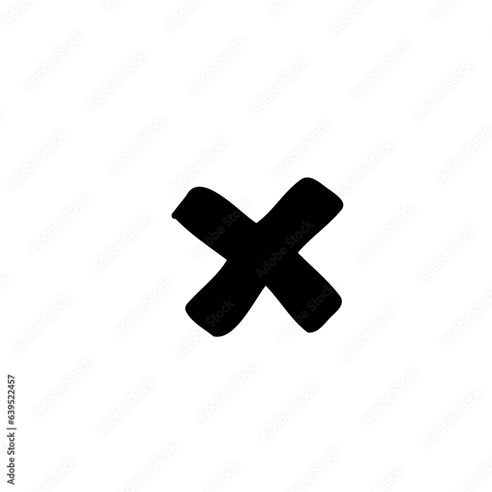 Obraz premium Math symbol multiply black font in childlike style isolated on white background. For font, typography, branding, logo, lettering, education, signboard, alphabet, presentation, paper.