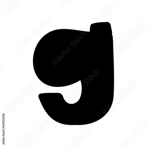 g letter of english latin fill black font in childlike style isolated on white background. For font, typography, branding, logo, lettering, education, signboard, alphabet, presentation, paper.