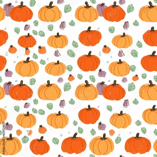 doodled pumpkins seamless pattern, background