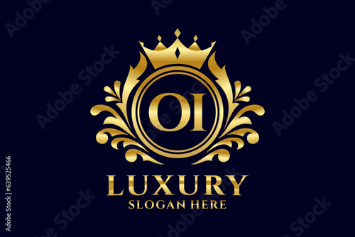 Initial OI Letter Royal Luxury Logo template in vector art for luxurious branding projects and other vector illustration.