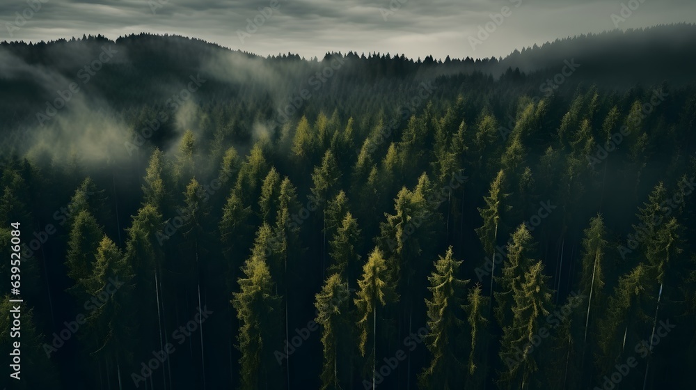 trees in the forest from above, AI Generative