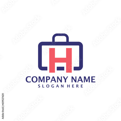 Letter H with Suitcase logo design vector. Initial H with Suitcase logo design template concept