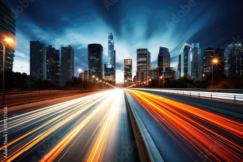 Busy city highway during evening rush hour