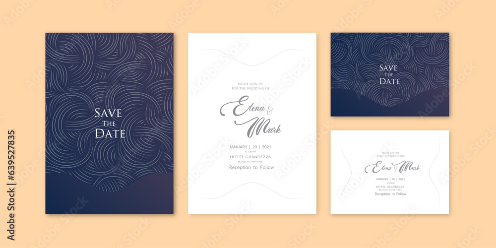 Abstract line art pattern dark theme invitation template Abstract line art pattern dark theme invitation template