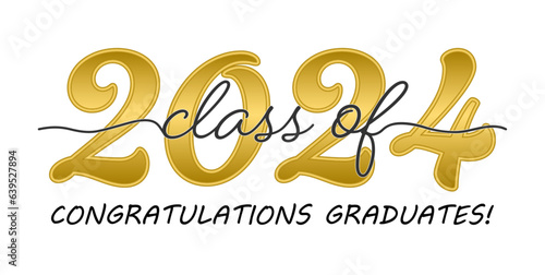 Class of 2024. Congratulations graduates graduation concept. Vector stock illustration.