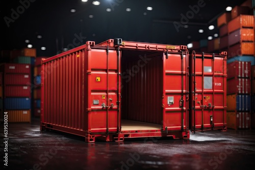 red cargo Container with open door