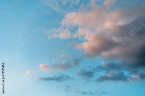 Blue sky with sunset clouds  nature background