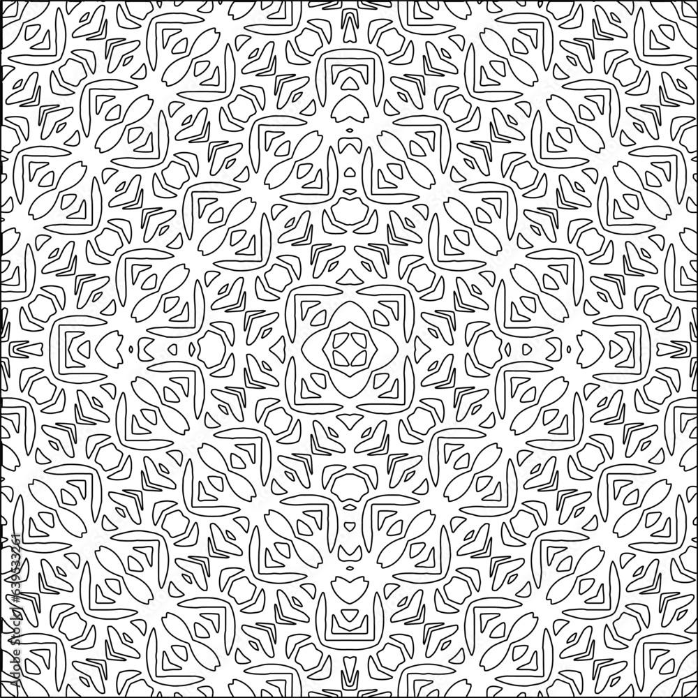 Fototapeta premium Stylish texture with figures from lines.Abstract geometric black and white pattern for web page, textures, card, poster, fabric, textile. Monochrome graphic repeating design.