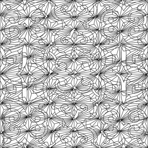  Stylish texture with figures from lines.Abstract geometric black and white pattern for web page, textures, card, poster, fabric, textile. Monochrome graphic repeating design. 