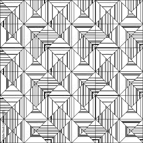  Stylish texture with figures from lines.Abstract geometric black and white pattern for web page  textures  card  poster  fabric  textile. Monochrome graphic repeating design. 