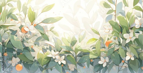 Watercolor Vintage Hoya Pattern with Complementary Colors Background