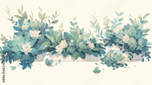 Watercolor Vintage Hoya Pattern with Complementary Colors Background