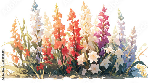 Watercolor Vintage Gladiolus Art with White Background