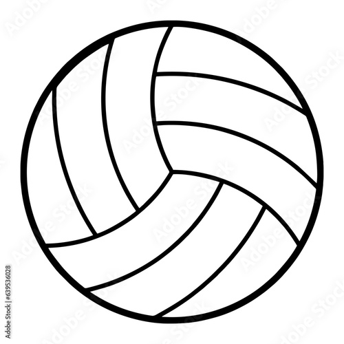 Volleyball ball icon. Black and White line art style, editable vector Illustration file on transparent background.
