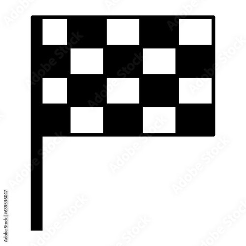 Black and white checkered racing flag. Black and White line art style, editable vector Illustration file on transparent background.