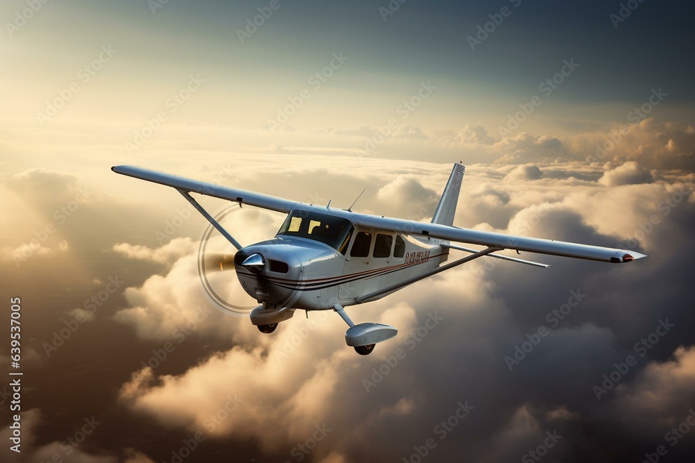 Image of a Cessna aircraft. Generative AI - obrazy, fototapety, plakaty 