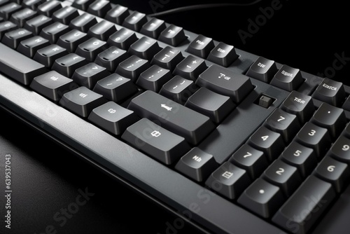 Computer keyboard with black function keys. Generative AI photo