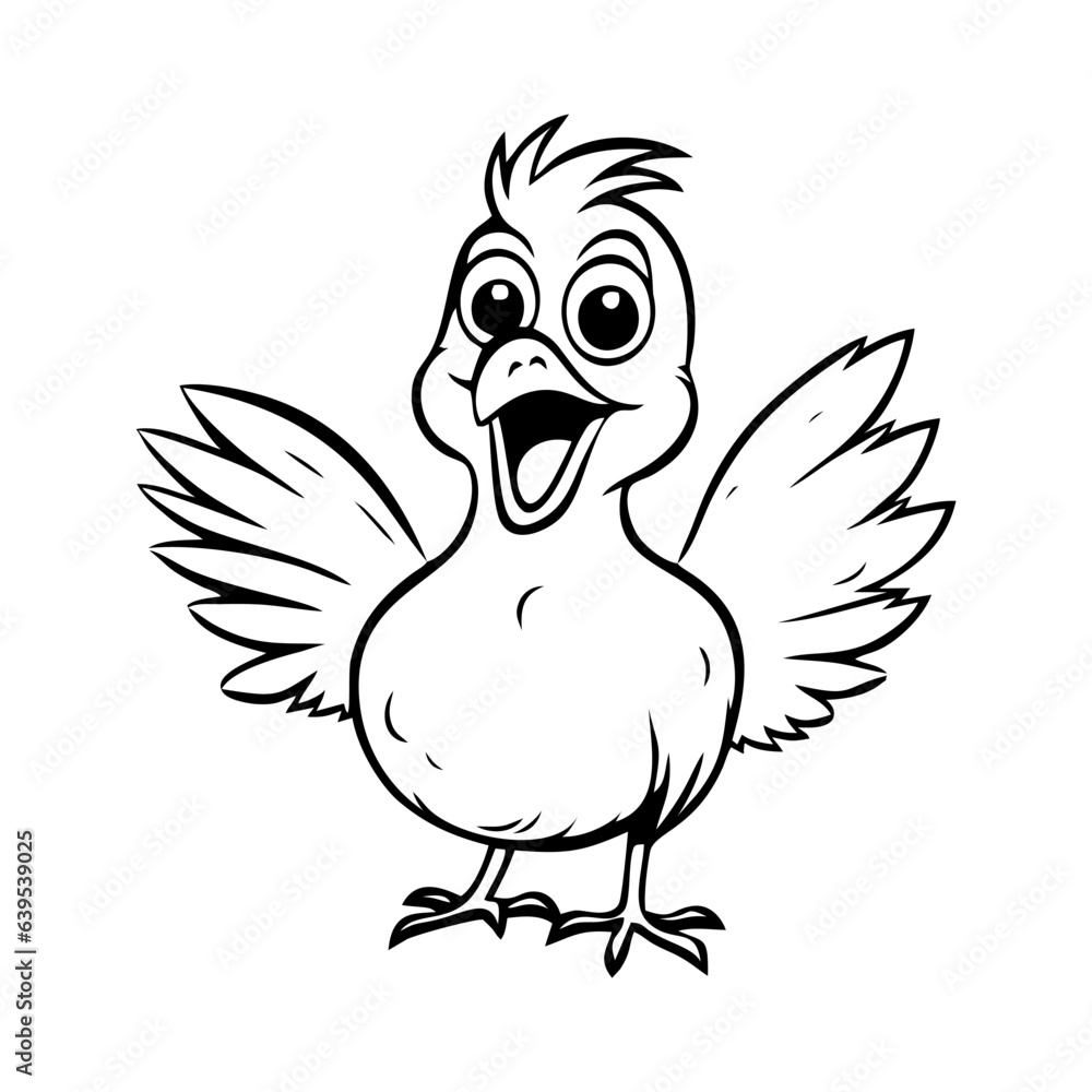 the chicken is joyful, happy. Vector illustration