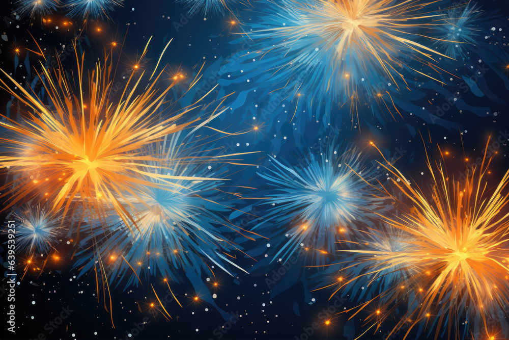 Vibrant fireworks illuminating night sky with dazzling array of colors and patterns.
