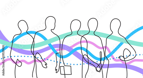 Outline silhouettes of a group of people