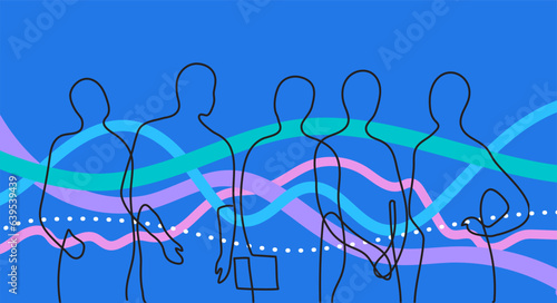 Outline silhouettes of a group of people