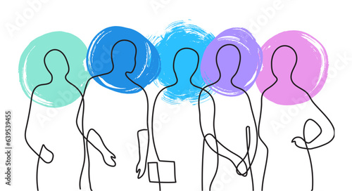 Wire people community. Outline silhouettes of a group of people