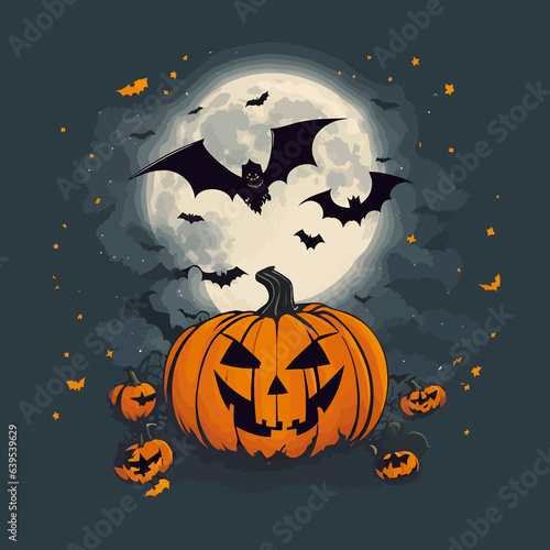 halloween pumpkin bat illlustration
