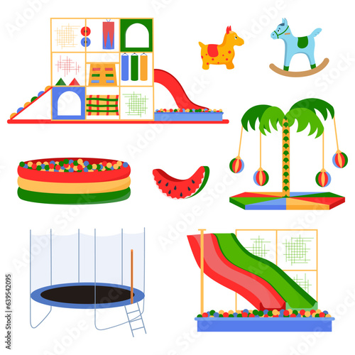 Mall Children Playroom Flat Color Set
