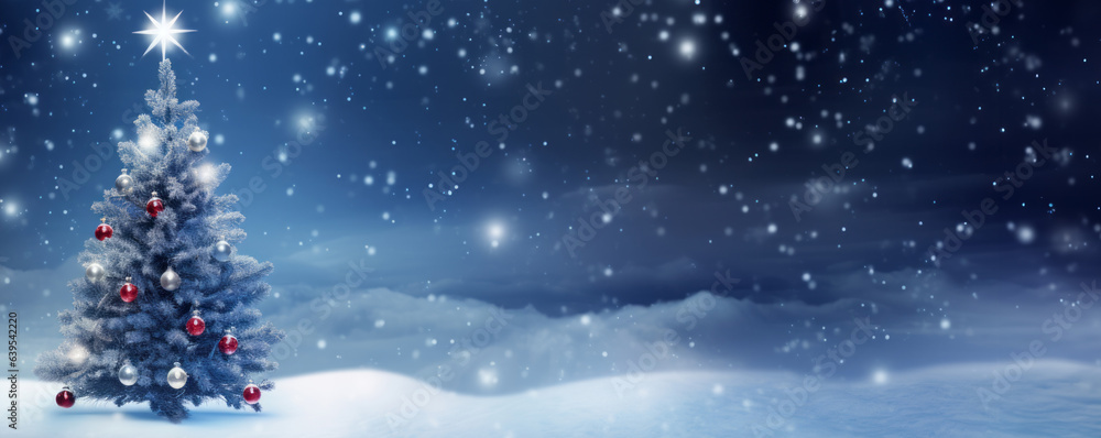 Christmas tree on a white and dark blue snowy background Christmas tree on a white and dark blue snowy background