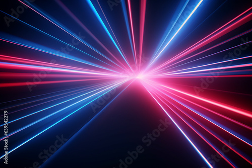 abstract neon background with ascending pink and blue glowing lines. 