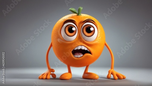 An apple fruit orange cartoon with big eyes