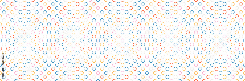 Vector abstract white seamless pattern. Bauhaus style simple shapes banner. Tiny circles geometrical surface pattern. Trendy design backdrop. Light modern geometric background banner for web and print