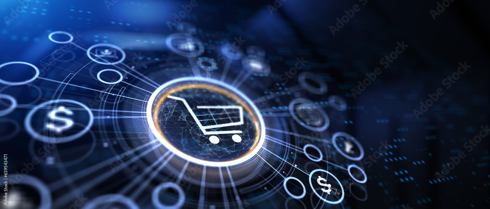 E-commerce digital business online internet technology concept on virtual screen.