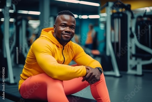 African man sport gym smiling. Generate Ai